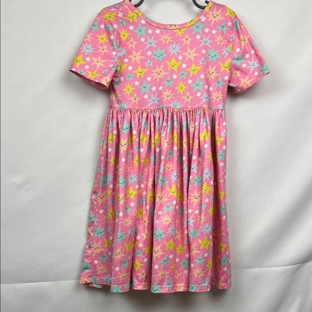 Mila and Rose pink short sleeve smiling star print twirl dress size 5-6